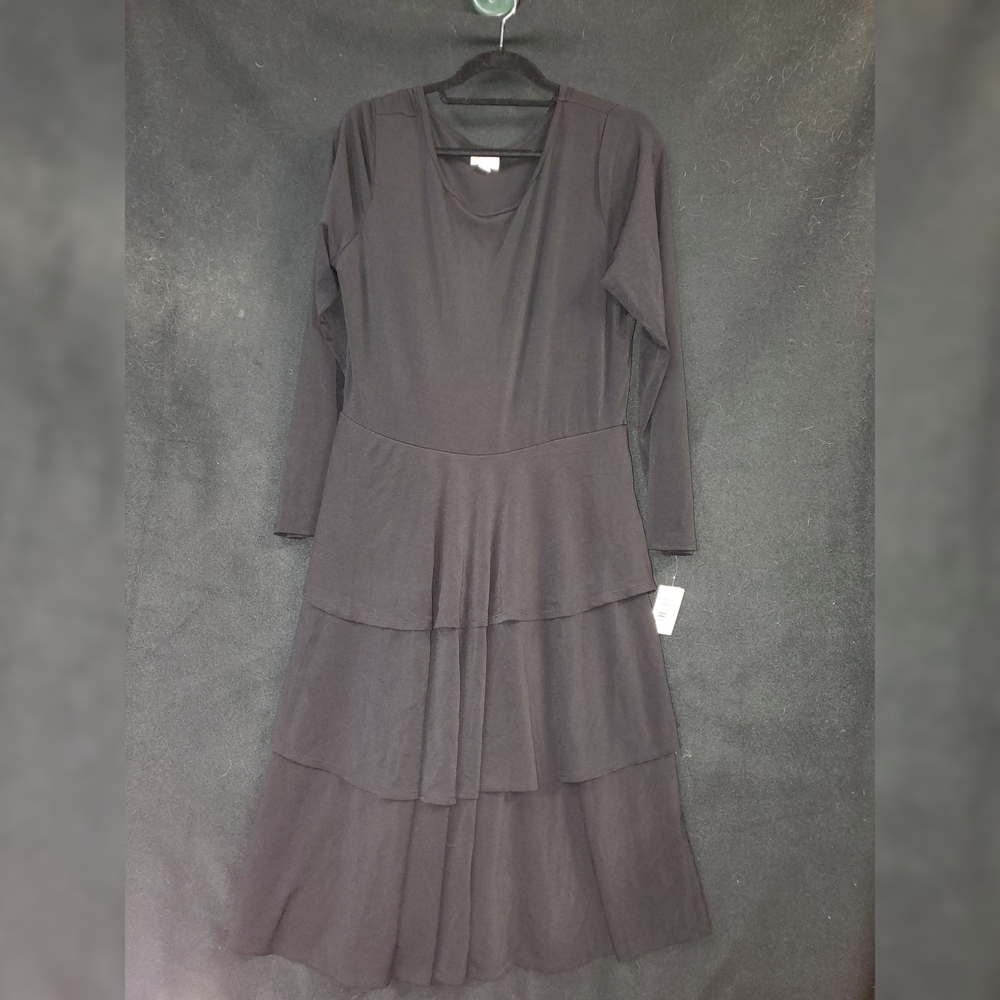 LuLaRoe Black Ruffled Tiered Dress 3/4 Sleeve